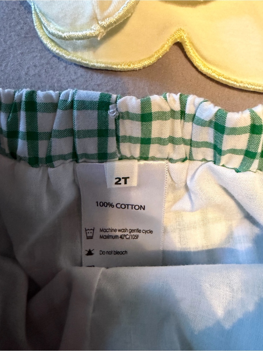 Masters Golf Smocked 2 Piece Set Toddler Girls Size 2T Green Gingham Pale Yellow - Picture 5 of 5